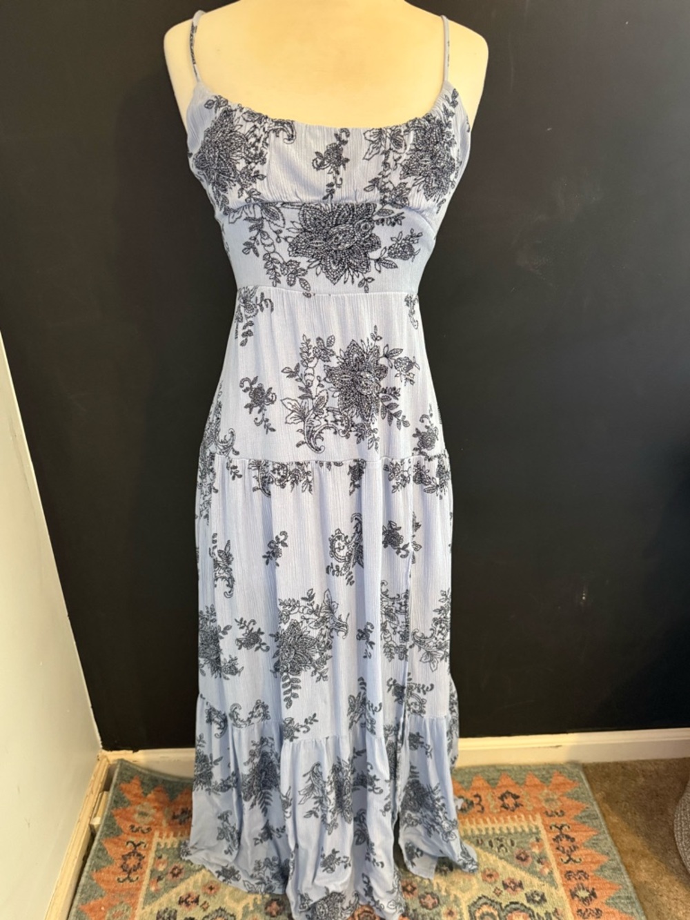 Light Blue Floral Maxi Dress wedding garden party size medium